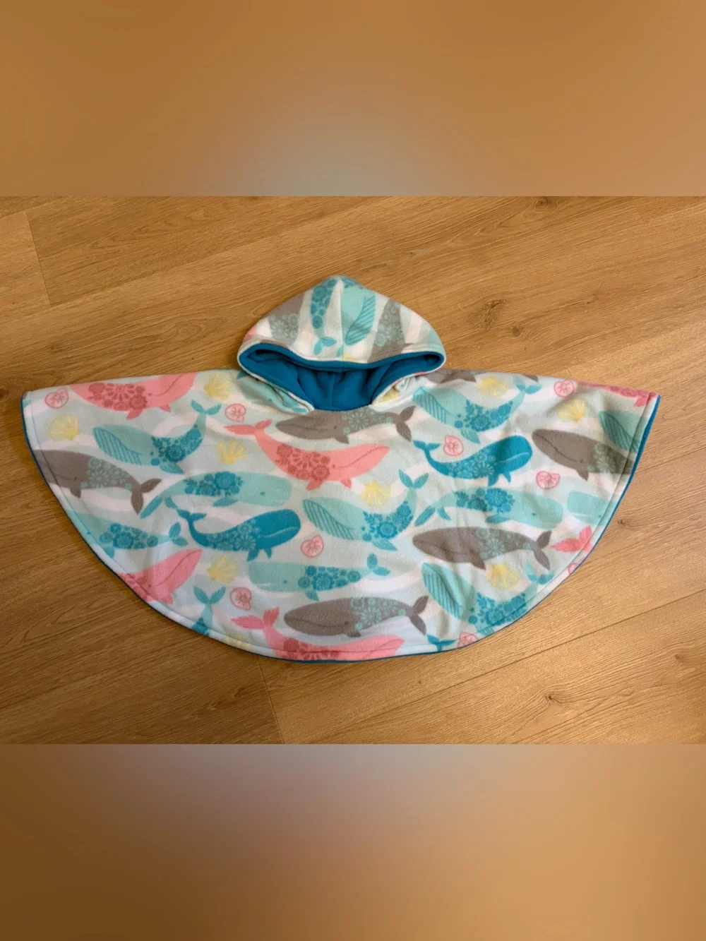 Hooded Car Seat Poncho Whale Print